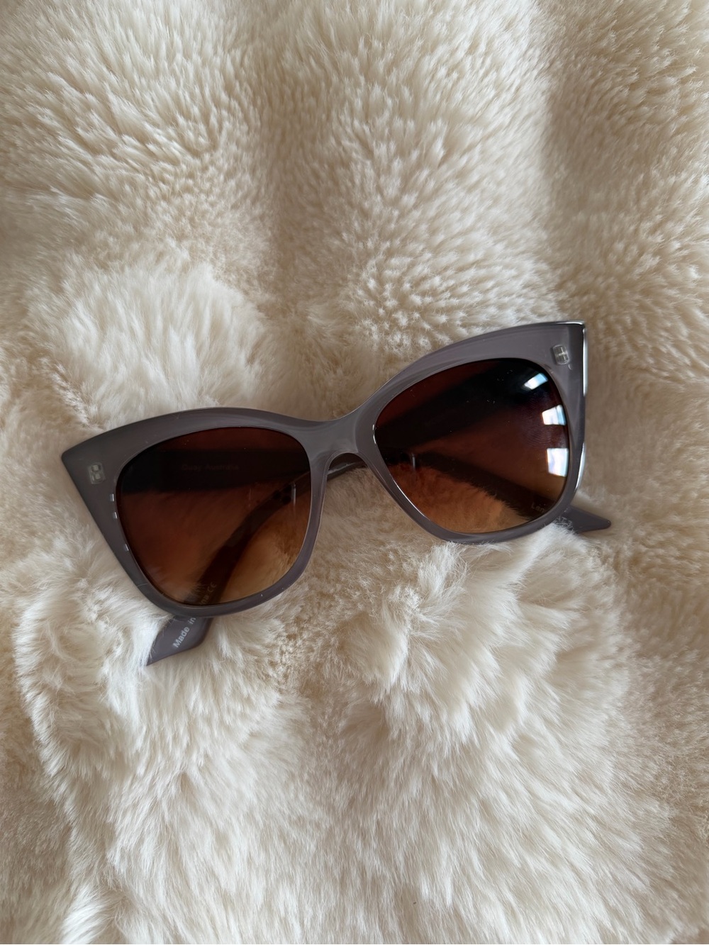 Quay Australia x Nasty Gal Taupe Cat-Eye Sunglasses with Brown Gradient Lenses